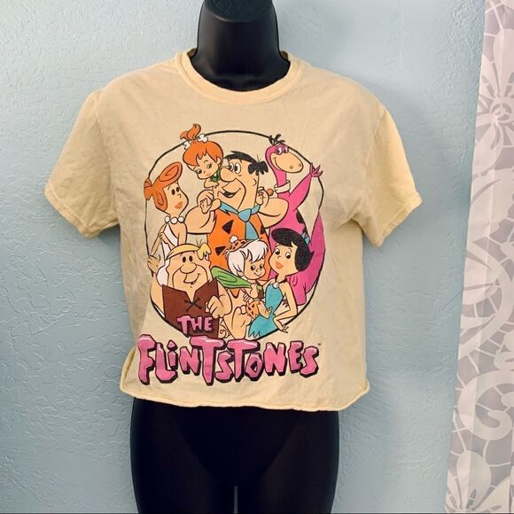 The Flintstones Yellow Graphic Cropped T-shirt Size Small - Picture 2 of 6